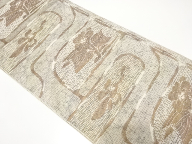 花模様織り出し　名古屋帯